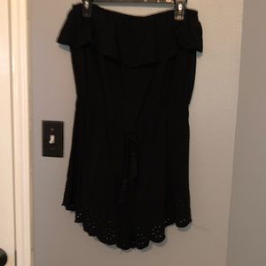 Black strapless romper
